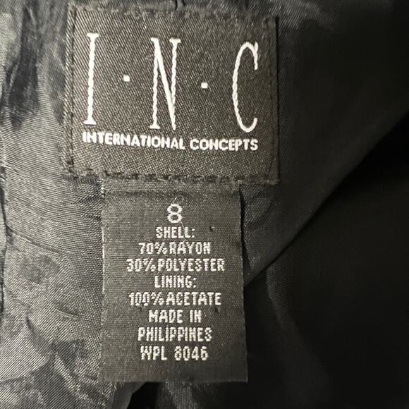 INC International Concepts Faux Suede Floral Black Blazer Size 8 Button Front - Picture 2 of 9